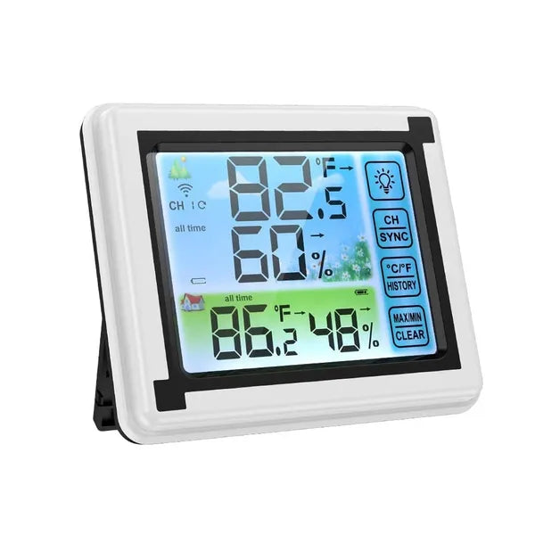 Vezeték nélküli LCD időjárás-állomás hő-/páratartalom mérő, 60 m kültéri szenzor
