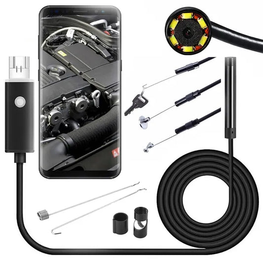 Endoszkópos vizsgáló kamera USB/microUSB OTG Android/PC, 10 m kábel, 6 LED, IP67