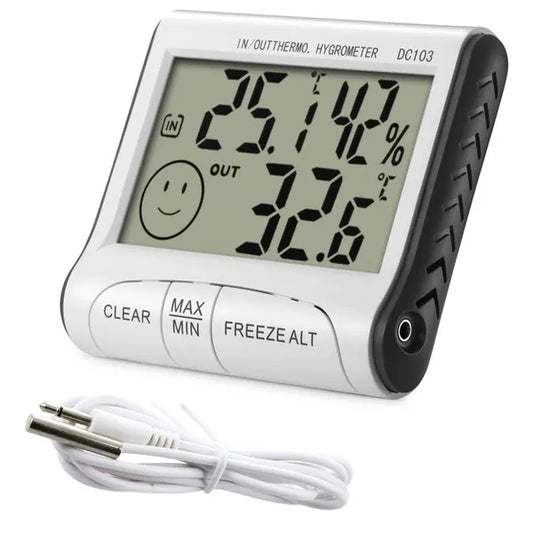 Digitális időjárás-állomás LCD-vel, hő-/páramérő és külső szonda, fehér