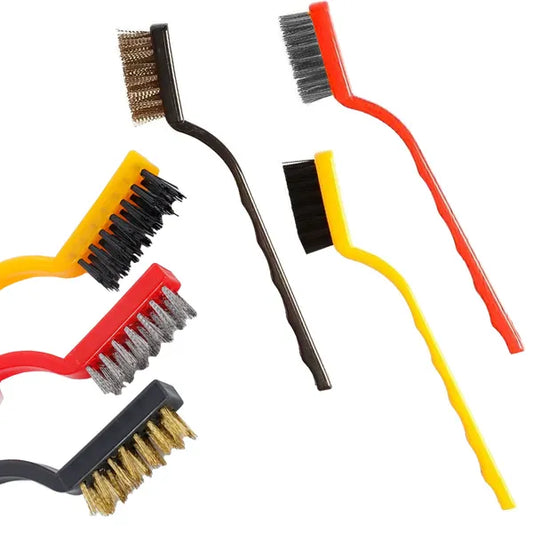 3 részes drótkefe készlet acél-, sárgaréz- és nylonsörtével, 16 cm