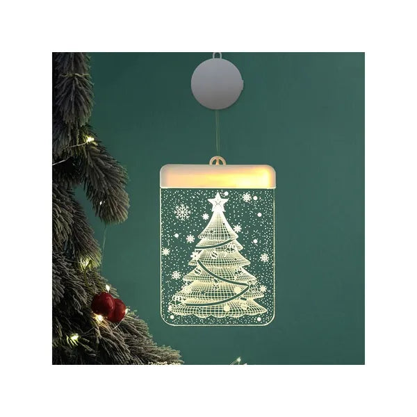 3D karácsonyi ólomüveg ablakdísz 6 meleg LED-del, elemes, 17×11,5 cm