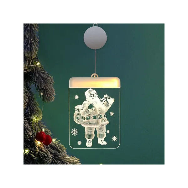 3D ólomüveg ablakdísz meleg fényű karácsonyi LED, elemes 17×11,5 cm