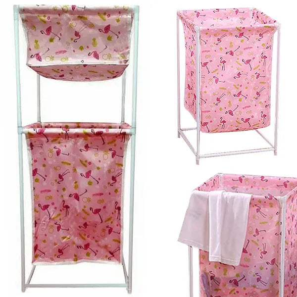 Dupla polcos szennyestartó kosár, 40 l, 85×33×33 cm