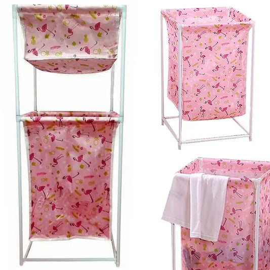 Dupla polcos szennyestartó kosár, 40 l, 85×33×33 cm