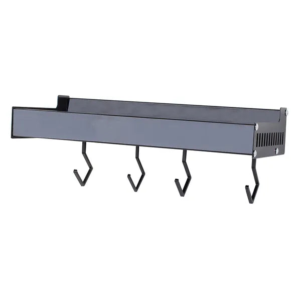 Fali alumínium fűszertartó polc 30 cm, fekete, 4 akasztóval