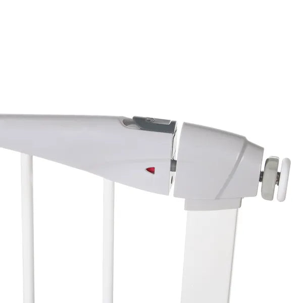 Fém biztonsági ajtórács, 104–113 cm, automata záródás, kétirányú nyitás