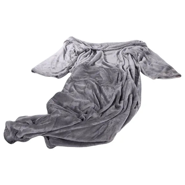 Szürke polár takaró ujjakkal, univerzális méret, 140×200 cm