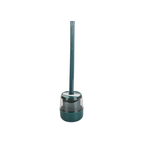 Szilikon WC kefe fali tartóval és csöpögésmentes edénnyel, zöld-szürke, 40 cm