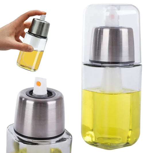 Pumpás 180 ml üveg olaj- és ecetpermetező ezüst színben