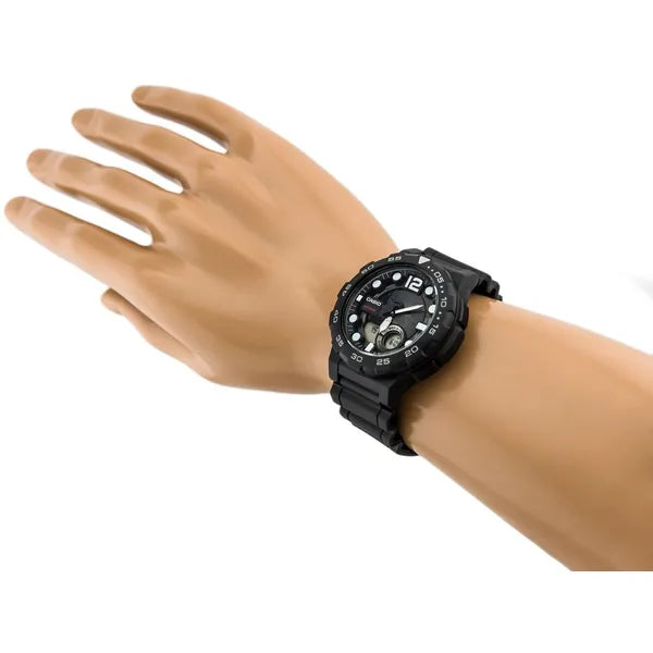 Casio AEQ-100W-1AV férfi karóra, WR100 vízálló, világidő, LED, doboz