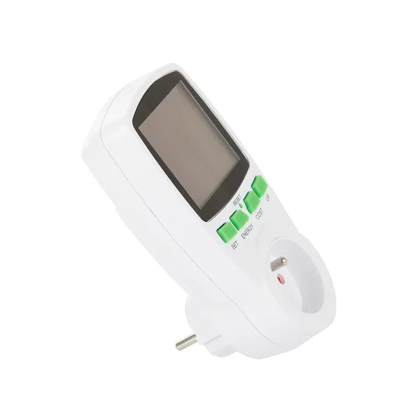 LCD kijelzős konnektoros wattmeter, 16A/3680W energiafogyasztás-mérő