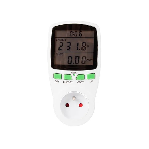 LCD kijelzős konnektoros wattmeter, 16A/3680W energiafogyasztás-mérő