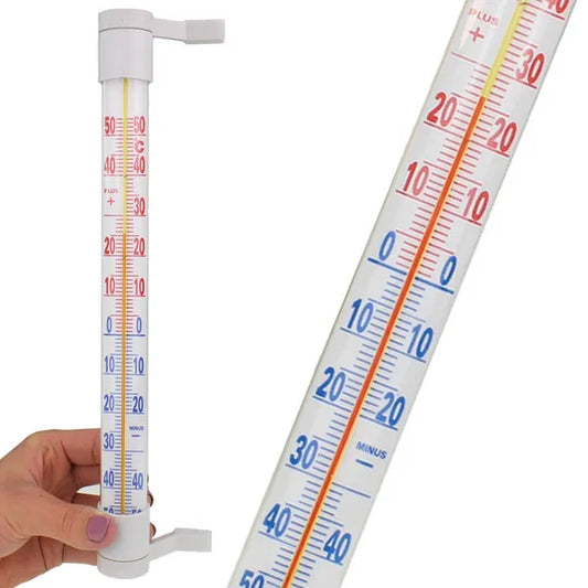 Ablakra rögzíthető kültéri-beltéri hőmérő, 21 cm, -50…+50 °C, fehér