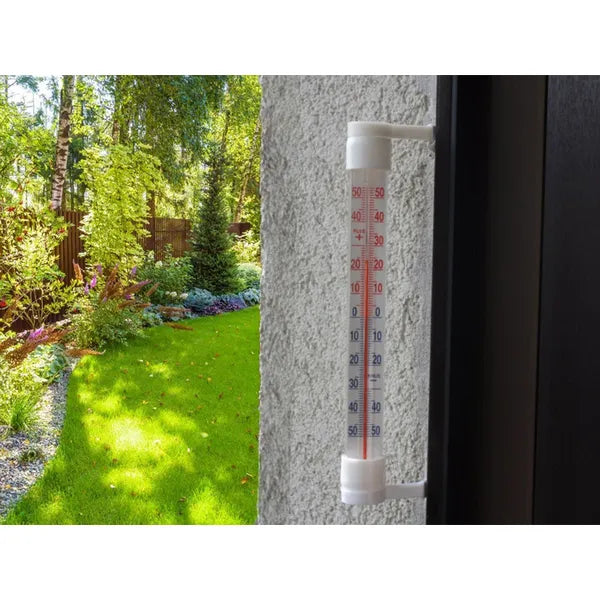 Ablakra rögzíthető kültéri-beltéri hőmérő, 21 cm, -50…+50 °C, fehér