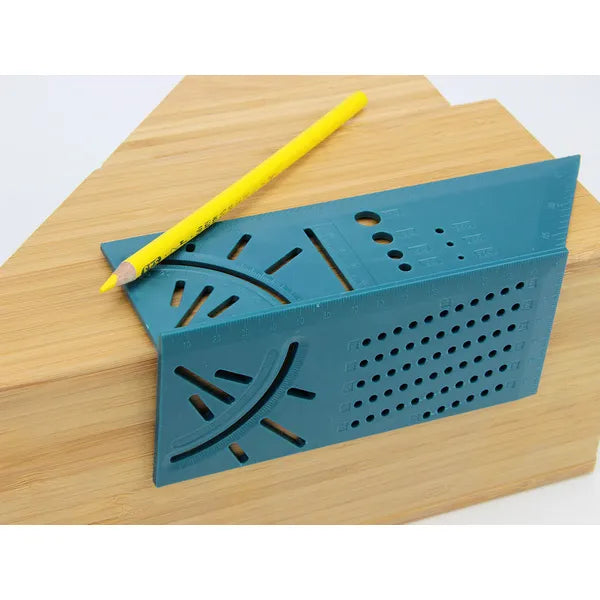 3D japán sarok derékszög mérő sablon, kék műanyag, 7×15,5 cm