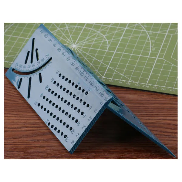 3D japán sarok derékszög mérő sablon, kék műanyag, 7×15,5 cm