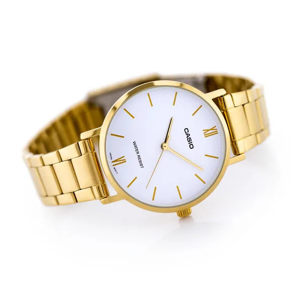 Casio LTP-VT01G-7B női karóra, arany acél szíj, 40 mm, WR30