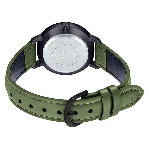 Casio LTP-VT02BL-3A női karóra – zöld bőrszíj, fekete tok, 30 m WR
