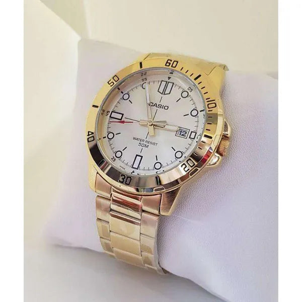 Casio MTP-VD01G-9E férfi karóra, arany szín, rozsdamentes acél, quartz