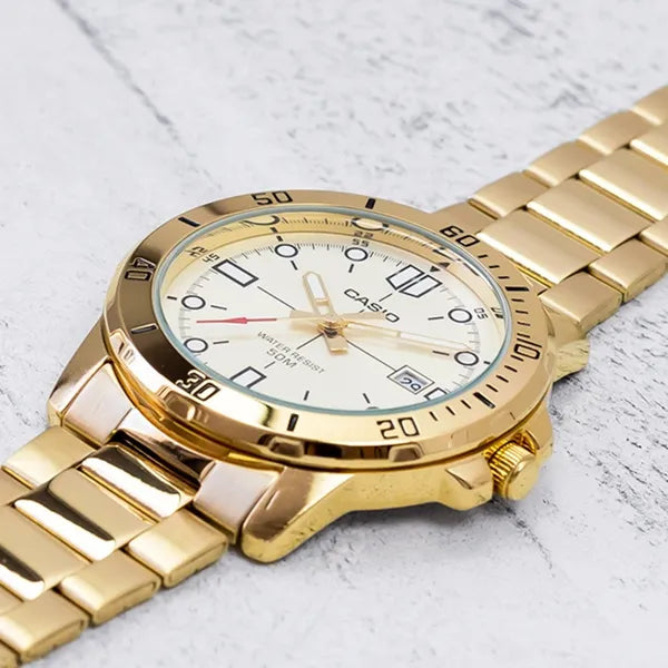 Casio MTP-VD01G-9E férfi karóra, arany szín, rozsdamentes acél, quartz