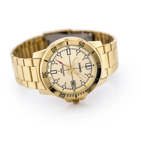 Casio MTP-VD01G-9E férfi karóra, arany szín, rozsdamentes acél, quartz