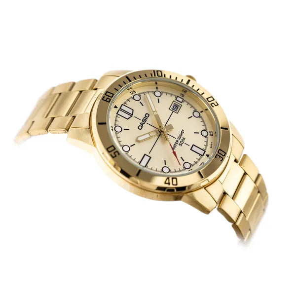 Casio MTP-VD01G-9E férfi karóra, arany szín, rozsdamentes acél, quartz