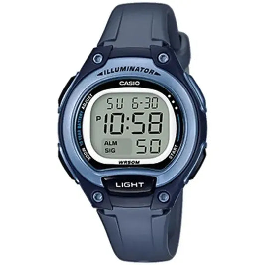 Casio LW-203-2A női digitális karóra, WR50, kék műanyag szíj, LED
