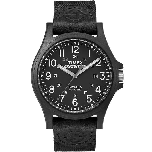 Timex Expedition férfi karóra, quartz, 40 mm, fekete bőr szíj, WR50