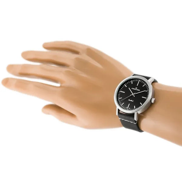 Jordan Kerr férfi karóra, 42 mm, fekete bőrszíj, WR30