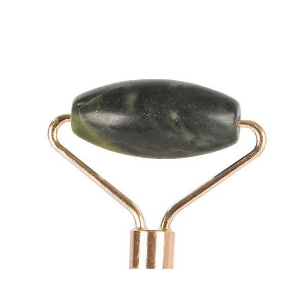 Kétfejes jade arcmasszírozó görgő, természetes kő, 13,5 cm