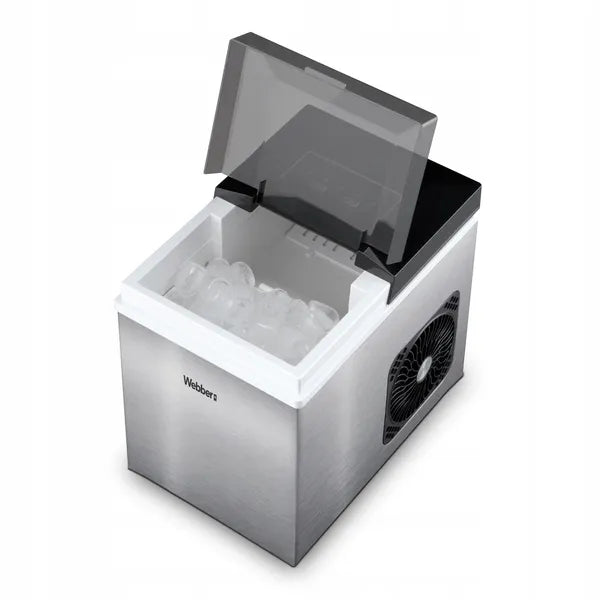 Inox jégkocka készítő 10 kg/nap, 165 W, 6 perc első jég, 0,85 l tartály