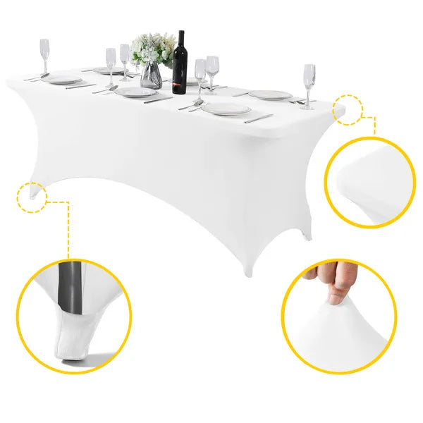 Fehér 240 cm-es (8 ft) rugalmas asztalhuzat rendezvényekhez
