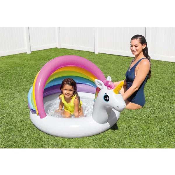 Intex felfújható unikornisos gyermekmedence tetővel, 127×102×69 cm