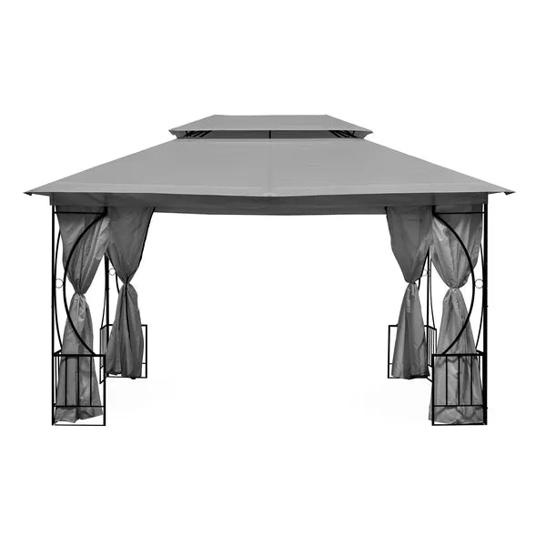Kerti pavilon 3×4 m, teljes oldalfallal, acél vázzal, szürke