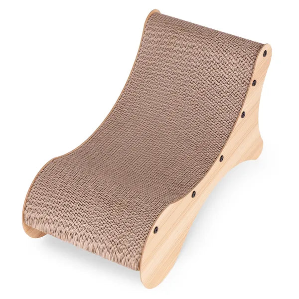 Hullámkarton macskakaparó fekhely, MDF kerettel, 55×28×29 cm