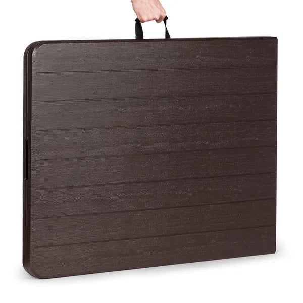 Összecsukható bankett- és kerti asztal, 180×74 cm, barna HDPE, vízálló
