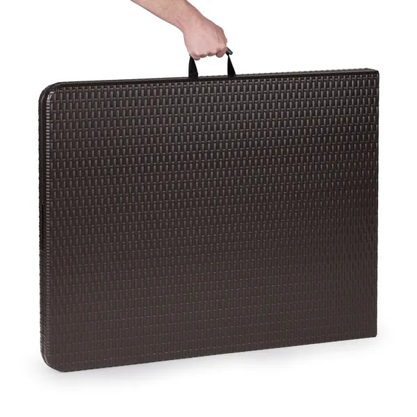 Összecsukható rattan mintás catering kerti bankett asztal, 180×74 cm HDPE