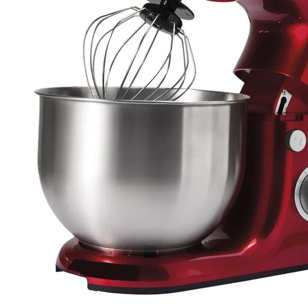 Planetáris konyhai robotgép 800 W, 5 l inox tál, 8 sebesség, piros
