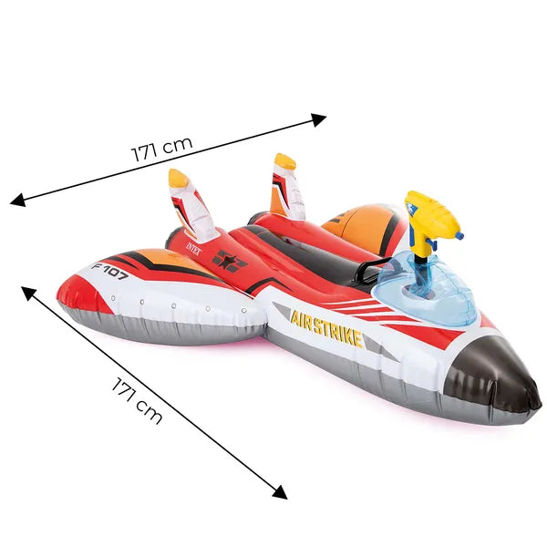 Intex piros felfújható repülő matrac vízipisztollyal, 3+ év, 117×117 cm