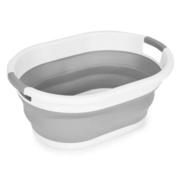 ModernHome összecsukható szilikon ruháskosár 20 l, fehér-szürke