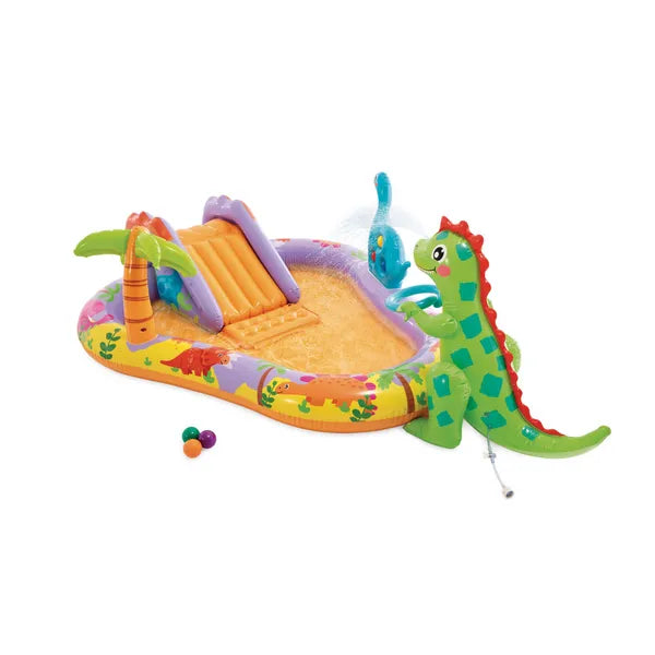 Felfújható dinoszaurusz vizes játszóközpont csúszdával 3+ 280 l 302×229×112 cm