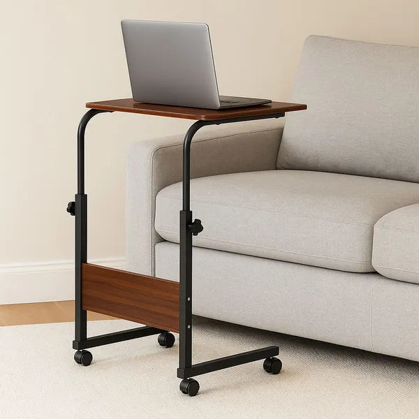 Gurulós állítható magasságú laptop asztal, sötétbarna (ModernHome)