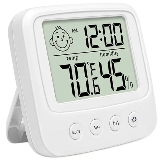 Digitális LCD hőmérő-páratartalom mérő belső órával, ébresztővel, asztali/fali