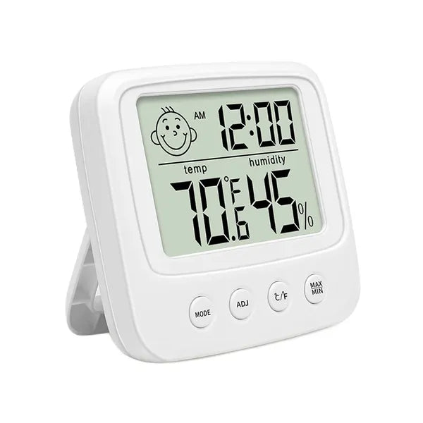 Digitális LCD hőmérő-páratartalom mérő belső órával, ébresztővel, asztali/fali