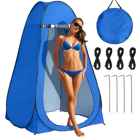 Összecsukható kék strandsátor/öltöző zuhany- és WC kabin 120×120×190 cm