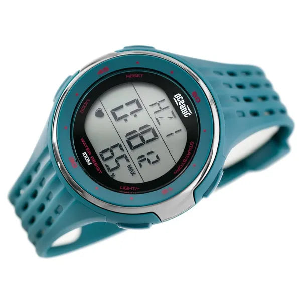 Férfi pulzusmérő sportóra gumiszíjjal, WR100 vízálló, kronográf 47 mm