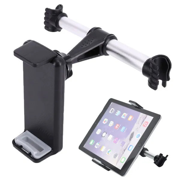 Autós fejtámlára szerelhető tablet- és telefontartó, 11–19 cm, fekete