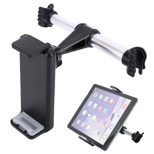 Autós fejtámlára szerelhető tablet- és telefontartó, 11–19 cm, fekete