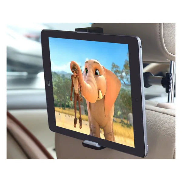 Autós fejtámlára szerelhető tablet- és telefontartó, 11–19 cm, fekete
