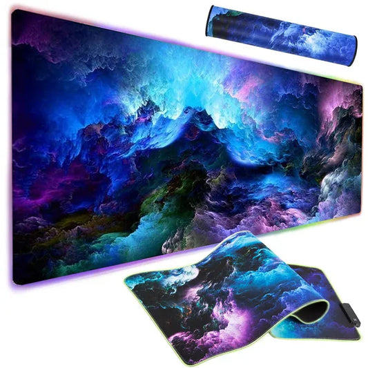 RGB világítású XXL gamer egérpad 90×40 cm, USB, csúszásmentes